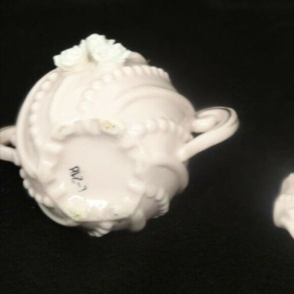 Norcrest Creamer and Sugar Bowl Set Porcelain Pink Lavender Roses Vintage - Picture 11 of 12